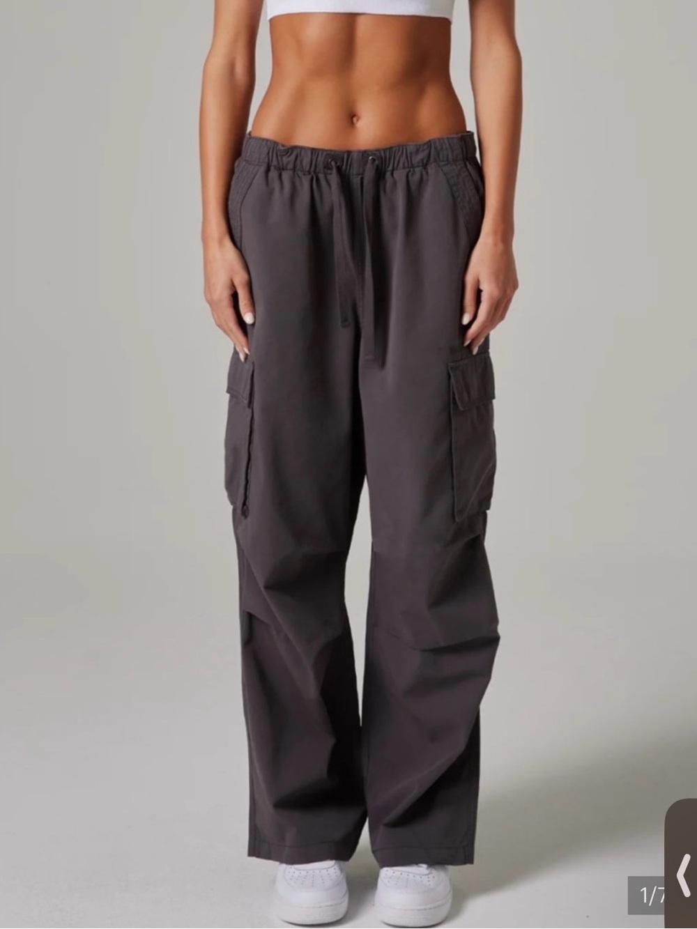 TALENTLESS Wide-Leg Cargo Pants in steel gray